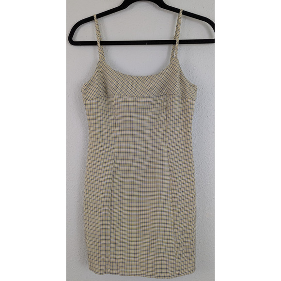 Princess Polly sz 4 MIni Dress sleeveless tank yellow checkered plaid print 1340 - Picture 1 of 6